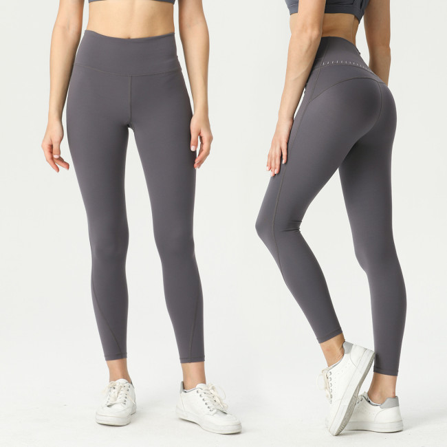Brushed high-waisted yoga pants for women, tight-fitting, butt-lifting, elastic fitness sports pants, breathable, slimming, quick-drying, high elasticity