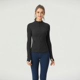 Fleece-lined jacket, quick-dry slim-fit coat for women, Define sports casual top, yoga wear, same style long sleeve