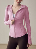 lu sports hooded jacket for women, new spring and autumn slim-fit professional quick-dry yoga fitness top