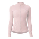 lu autumn and winter skin-friendly double-sided brushed elastic defi top sports slim-fit stand-up collar jacket yoga coat for women