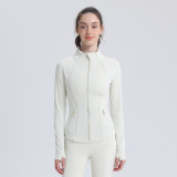 Spring and Autumn lu3.0 New Non-Mesh Defin Gold Zipper Yoga Jacket for Women, Sports Stand Collar Fleece-Lined Jacket