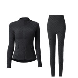 Polka Dot Flocked Stand Collar Yoga Top for Women, Fitness Tight Top, Slim Fit, Slimming, Casual Yoga Jacket