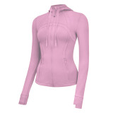 lu sports hooded jacket for women, new spring and autumn slim-fit professional quick-dry yoga fitness top