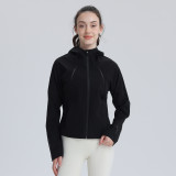 New autumn sports outdoor hooded jacket, waterproof, sun-protective, slim-fit, short, lightweight women's windbreaker