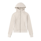 Lu cotton scub full-zip slim-fit thickened classic cardigan sports hooded sweatshirt slim-fit jacket thickened warm winter coat