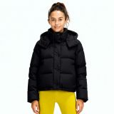 lu Winter Four-Grid White Duck Down Warm Yoga Jacket lu Detachable Hooded Short Sports Down Jacket for Women