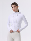 lu yoga jacket for women, new hooded short slim-fit sports top, gym training wear, quick-drying and breathable