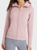 scub full-zip slim-fit thickened cardigan jacket, thickened autumn and winter women's hooded sports sweatshirt