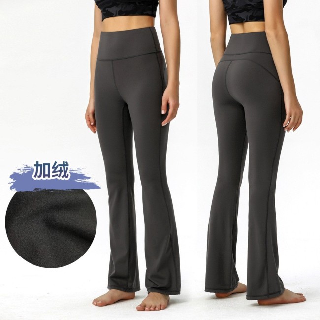 Popular micro-flare pants, quick-dry, sporty and casual, groov, fleece-lined, leg-lengthening, high-waisted, peach-butt yoga pants