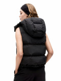 Winter white duck down puffer hooded short jacket for women, windproof, water-resistant, warm down vest