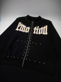 Cross-border American fashion  new letter-print American street hip-hop studded zipper hoodie