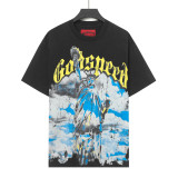American high street fashion brand summer hip-hop casual racing sunset print loose short-sleeve T-shirt