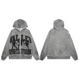 Cross-border American fashion brand VALE's new street hip-hop American-style embroidered vintage washed pure cotton sweatshirt