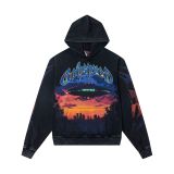 Cross-border 25ss autumn and winter new style direct-print washed vintage pure cotton hip-hop trendy hoodie sweatshirt