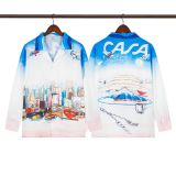 Cross-border American fashion Casblanca long-sleeve shirt, casual beach style, unisex printed patterned shirt