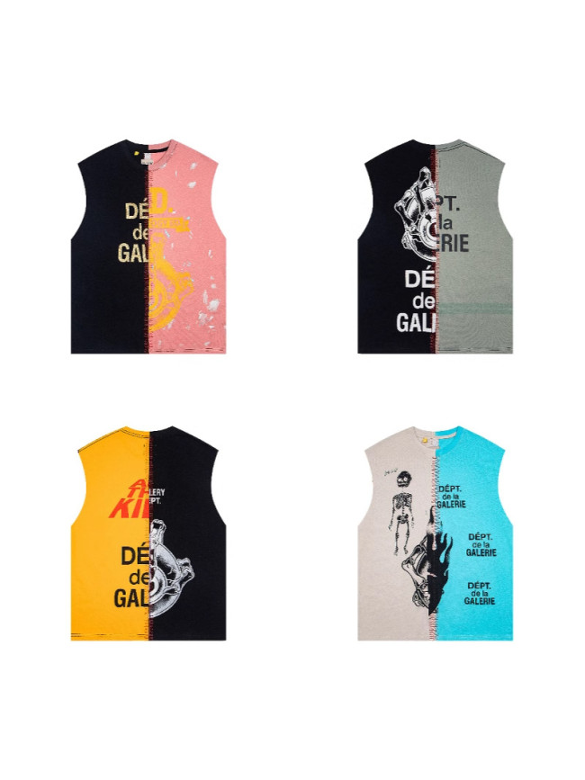 Gallery Dept two-tone color-blocked spring-summer new men's knitted vest, casual American style, trendy streetwear, cross-border