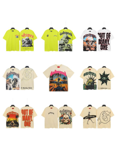 Summer Trendy GOD Print Loose Fit Pure Cotton Short Sleeve T-Shirt for Men and Women