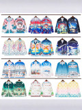 Cross-border American fashion Casblanca long-sleeve shirt, casual beach style, unisex printed patterned shirt