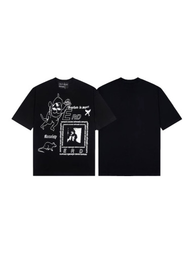 E.R.D.Melancholic Rich Kid Trendy American Style Printed Casual Short Sleeve T-Shirt