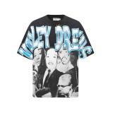 Cross-border American fashion brand VALE's new washed and distressed American hip-hop street print vintage pure cotton versatile short-sleeve T-shirt