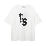 Classic short-sleeve T-shirt with letter print, loose fit, unisex trendy top