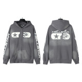 Cross-border American fashion Hellstar loose-fitting American hip-hop street style pure cotton washed vintage zipper hooded sweatshirt