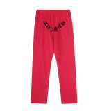 Cross-border American fashion sp5der casual full-diamond fleece-lined pants with letter print, American street hip-hop cartoon style, versatile and warm