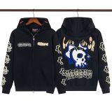 Cross-border trendy brand Glo Long's new full-print hooded pure cotton zip-up American street hip-hop sweatshirt