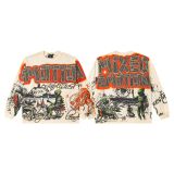 Cross-border American fashion  new American street hip-hop full-print pure cotton long-sleeve T-shirt