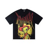 Cross-border American fashion  new rhinestone-printed American street hip-hop pure cotton loose-fit short-sleeve shirt