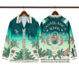 Cross-border American fashion Casblanca long-sleeve shirt, casual beach style, unisex printed patterned shirt