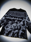 Cross-border American fashion  new American street hip-hop full-print pure cotton long-sleeve T-shirt