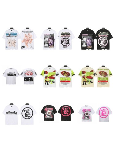 New printed short-sleeve T-shirt for men, summer loose fit, trendy brand, breathable and sweat-absorbent
