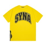 SYNAWORLD Men's Short-Sleeve T-Shirt, Summer Casual Versatile Loose Fit with Geometric Print, Trendy Spring Thin Style for Couples