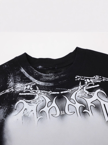 Cross-border American fashion brand First Row's new hip-hop street style full-print trendy high-street pure cotton short-sleeve T-shirt in a loose fit