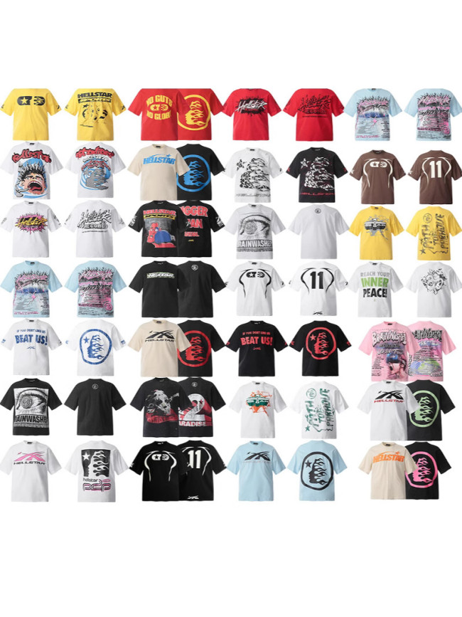 Cross-border American fashion Hellstar American street hip-hop retro printed pure cotton casual versatile short-sleeve T-shirt wholesale