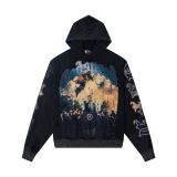 Cross-border 25ss autumn and winter new style direct-print washed vintage pure cotton hip-hop trendy hoodie sweatshirt