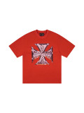 Cross-border trendy new American street hip-hop pure cotton vintage distressed casual versatile short-sleeve shirt