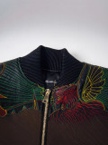 Cross-border American fashion Who decides war new American high street embroidered full-floral jacket PU leather coat
