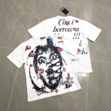 New European and American Gothic Style Quirky Street Fashion Hip-Hop Print High Street Casual Unisex Short Sleeve Crew Neck T-Shirt