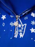 Cross-border trendy brand Glo Long's new full-print hooded pure cotton zip-up American street hip-hop sweatshirt