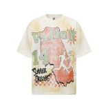Cross-border American fashion brand VALE's new washed and distressed American hip-hop street print vintage pure cotton versatile short-sleeve T-shirt