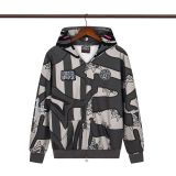 Cross-border trendy brand Glo Long's new full-print hooded pure cotton zip-up American street hip-hop sweatshirt