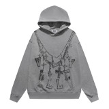Cross-border American fashion brand VALE autumn and winter new printed hip-hop street style American pure cotton casual versatile hooded sweatshirt