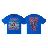 Cross-border trendy new American street hip-hop pure cotton vintage distressed casual versatile short-sleeve shirt