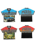 New 25ss Cross-Border Rhinestone Print American Streetwear High Street Short Sleeve T-Shirt