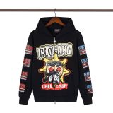 Cross-border trendy brand Glo Long's new full-print hooded pure cotton zip-up American street hip-hop sweatshirt