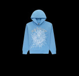 Sp5der cross-border trendy brand new loose casual printed hooded pure cotton spider web versatile American street style sweatshirt