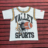 Cross-border American fashion brand VALE new American street hip-hop printed pure cotton versatile casual washed distressed short-sleeve T-shirt