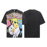 Cross-border American fashion brand VALE new American street hip-hop printed pure cotton versatile casual washed distressed short-sleeve T-shirt